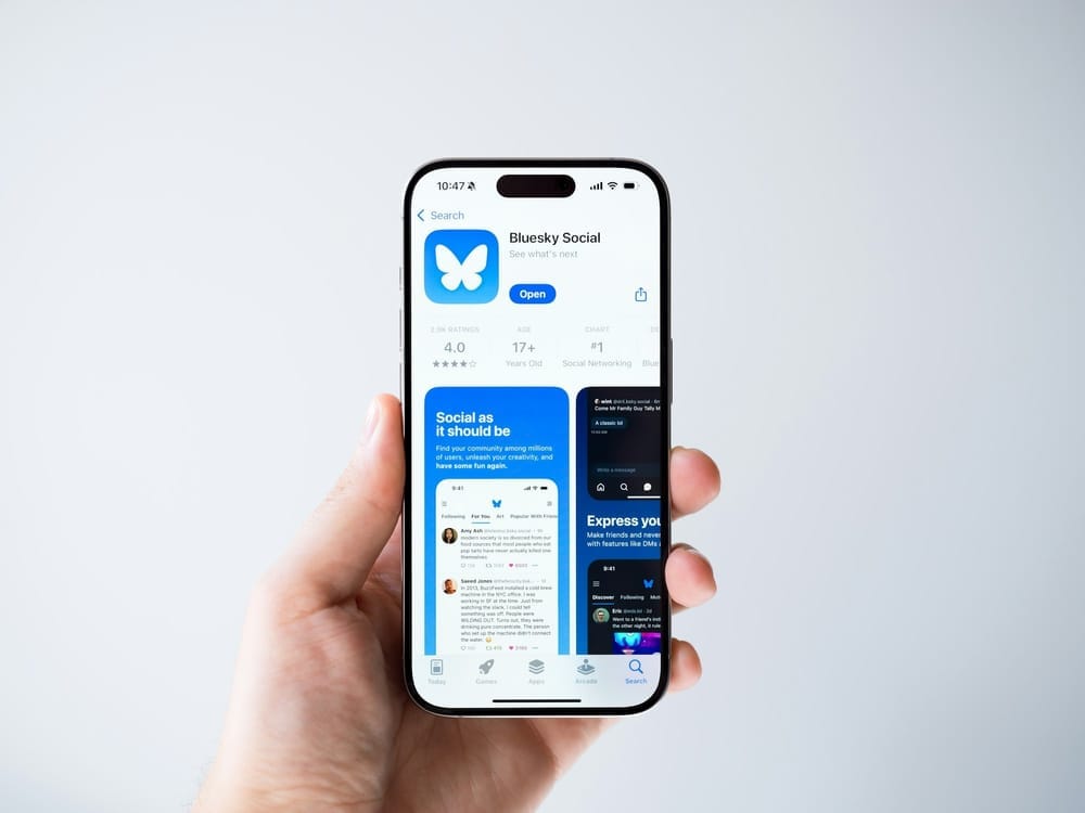 Photo of the Bluesky app in a smartphone's app store. Photo by Yohan Marion / Unsplash.